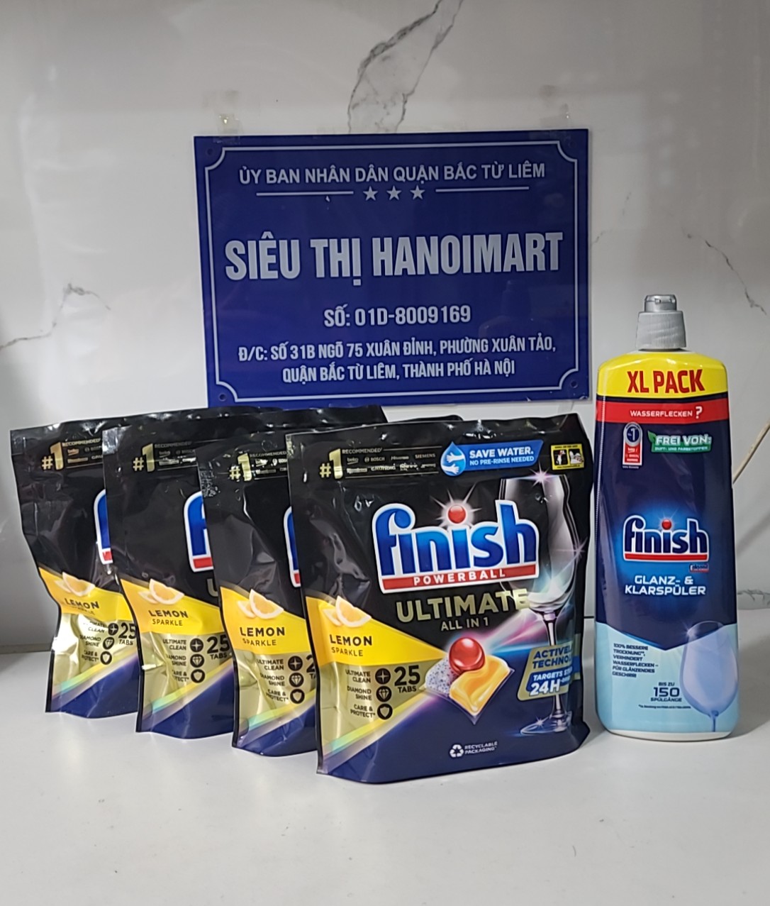 Viên rửa bát Finish Quantum Ultimate 100 V + Nước làm bóng Finish 750ml