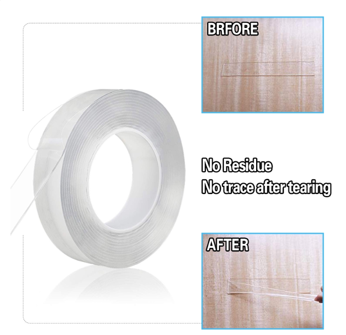 Băng keo băng dính nano hai mặt trong suốt dài 1m siêu chắc chắn