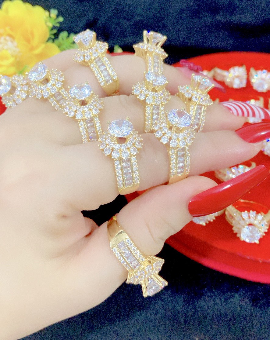 Nhẫn nữ đính xoàn mạ 18k cao cấp E60
