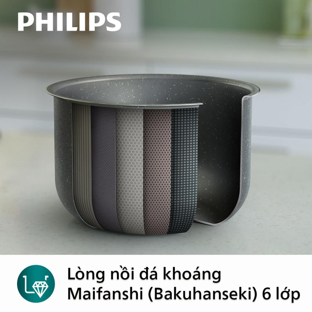 Nồi Cơm Điện Tử Philips HD4518/62 - Dung Tích 1.8 lít - Lòng Nồi Dày 6 lớp - Hàng Chính Hãng - Bảo Hành Chính Hãng 2 Năm