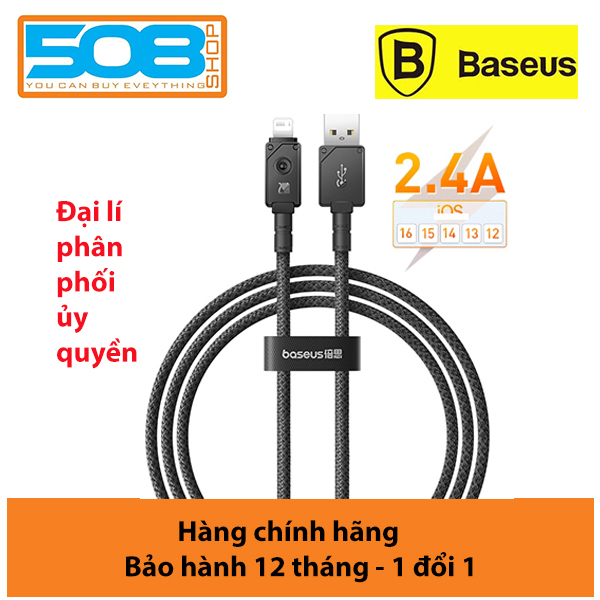 Cáp sạc nhanh, truyền dữ liệu cho Ai-phôn Ba-se-us Unbreakable Series Fast Charging Cable USB to Lai-nin 2.4A - Hàng chính hãng