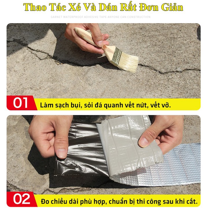 Combo 2 cuộn Băng keo chống thấm, chống dột cao cấp Bosui khổ 10cm x 5m