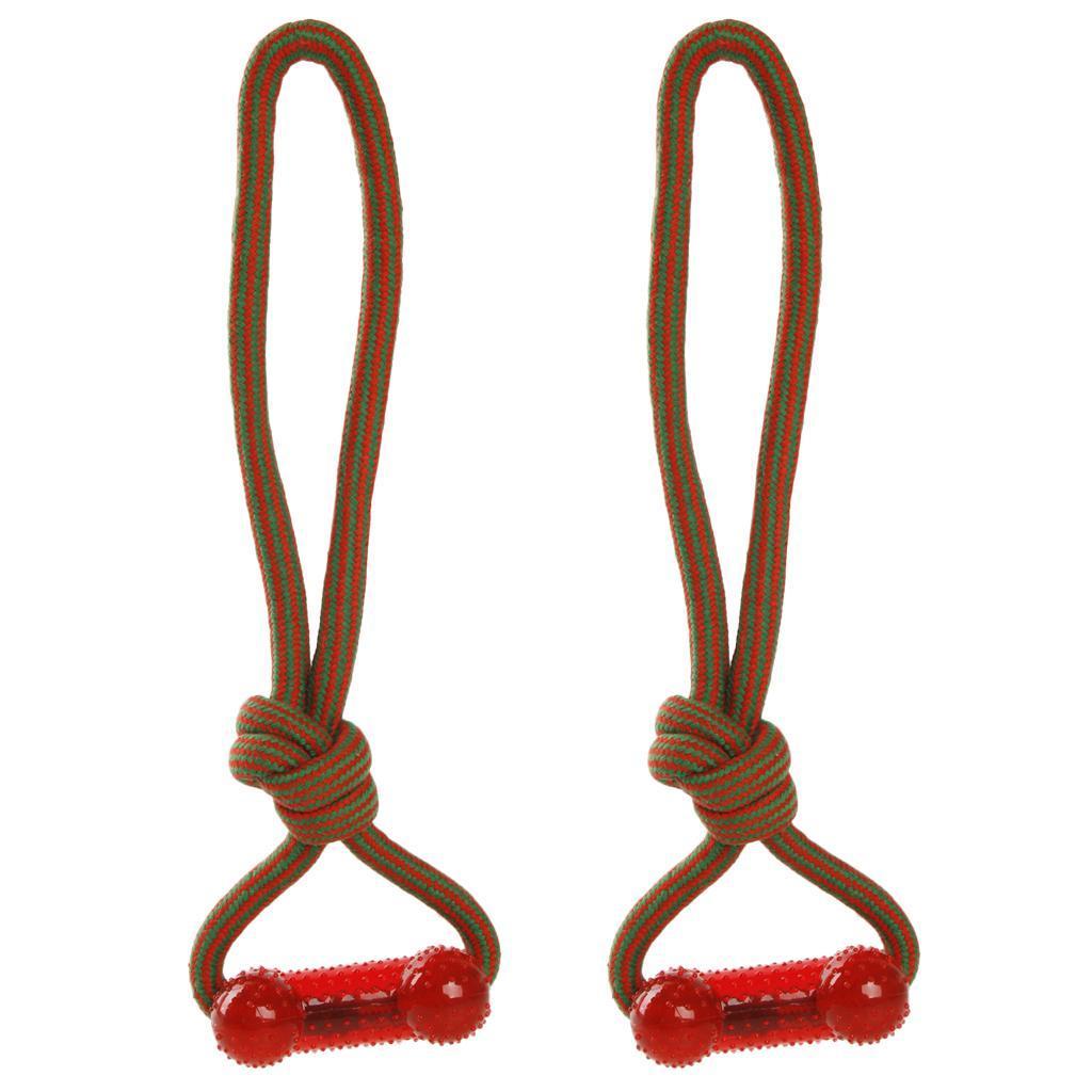 2 Pieces Pet Dog Interactive Rope Chew Toys Pet Teeth Cleaning Chew Toys