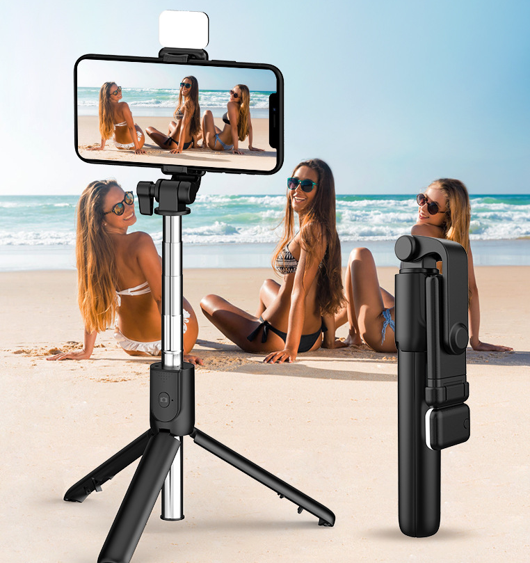 Gậy chụp ảnh selfie có tích hợp đèn Led, tripod hỗ trợ livestream, học online, quay tiktok vlog, xoay 360 độ dành cho các dòng điện thoại thông minh