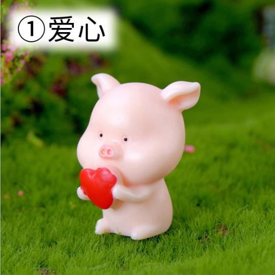 Mô hình 09 chú lợn hồng ngộ nghĩnh trang trí tiểu cảnh, móc chìa khóa, DIY