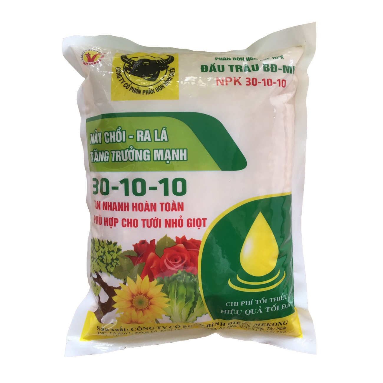 Phân bón đầu trâu MK NPK 30-10-10 cao cấp nảy chồi tăng trưởng mạnh gói 1 Kg