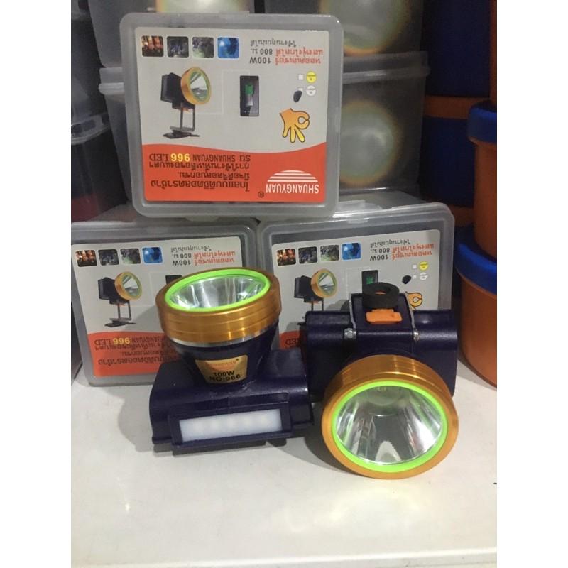 Đèn Pin Đội Đầu siêu sáng chống nước bóng led Ánh sáng vàng hoặc Ánh sáng trắng có màn hình LCD MÃ 966
