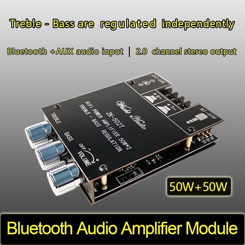 Bảng mạch khuếch đại loa siêu trầm ZK-502T Bluetooth 5.0 TPA3116D2 kênh kép 2 * 50W Bass AMP