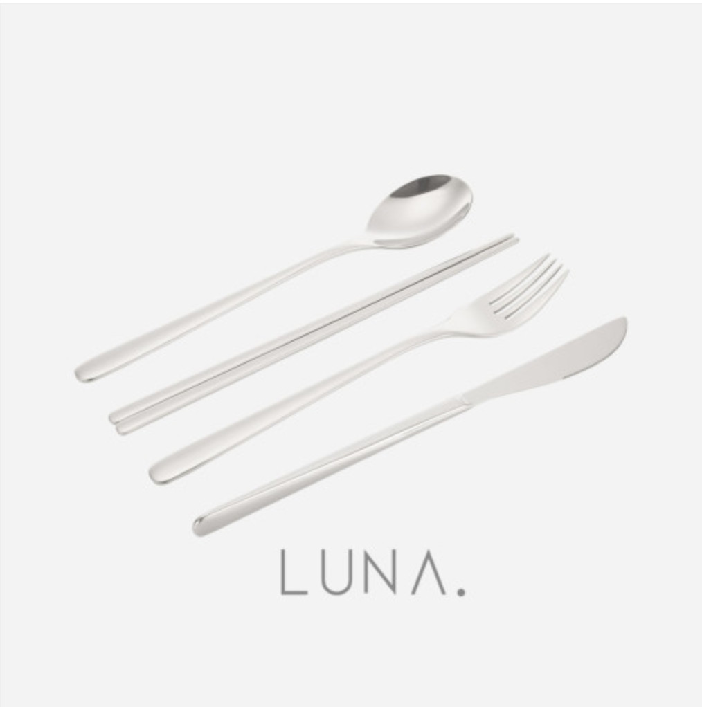 Bộ Luna Set 1 person 4 món Dao, Muỗng , Nĩa, Đũa màu Bạc