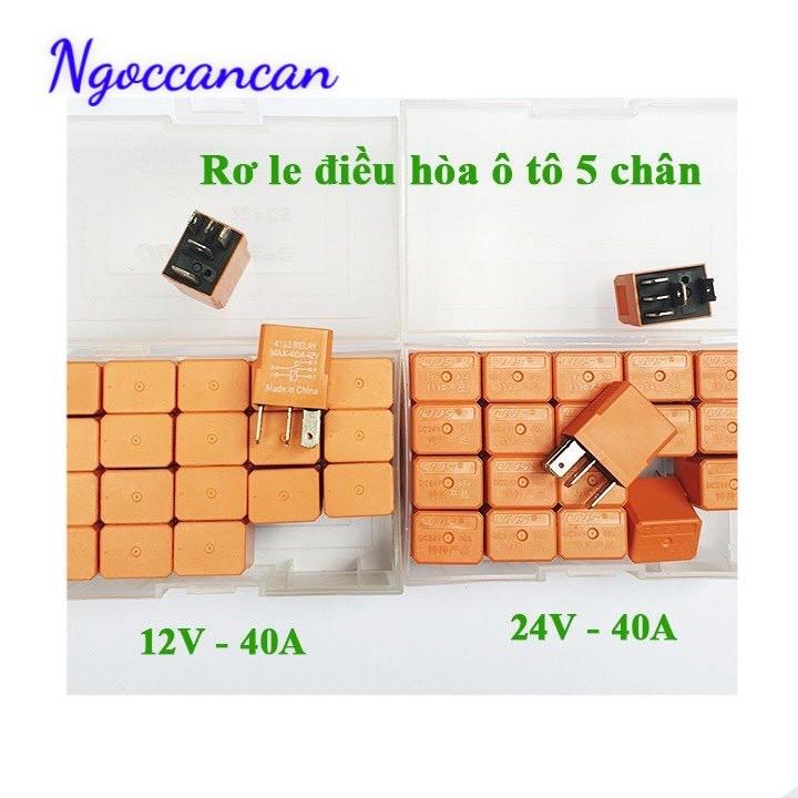 Hộp 20 Rơ Le Điều Hòa Ô Tô 5 Chân 12V 40A hoặc 24V 40A Màu Cam