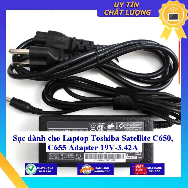 Sạc dùng cho Laptop Toshiba Satellite C650 C655 Adapter 19V-3.42A - Hàng Nhập Khẩu New Seal