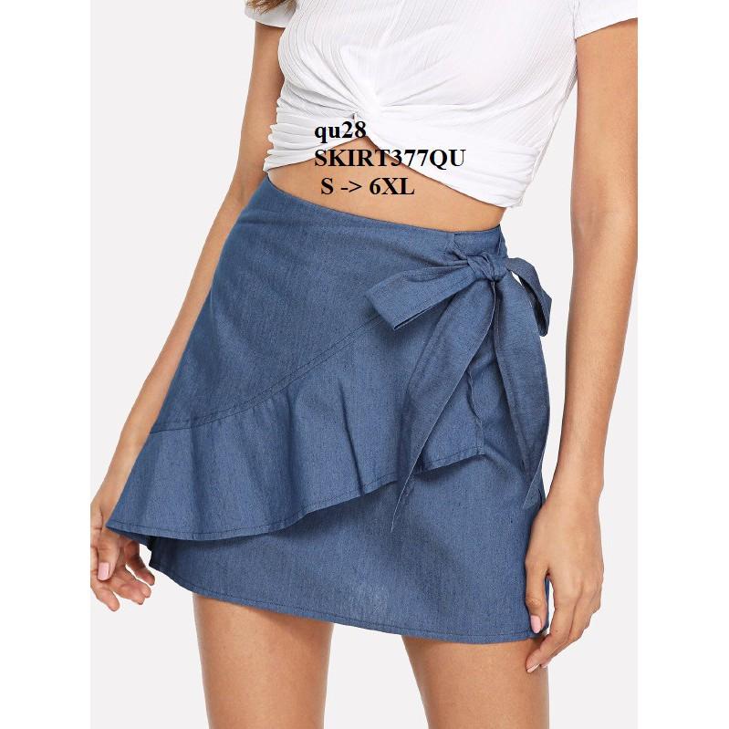 SKIRT295 CHÂN VÁY DENIM NƠ EO