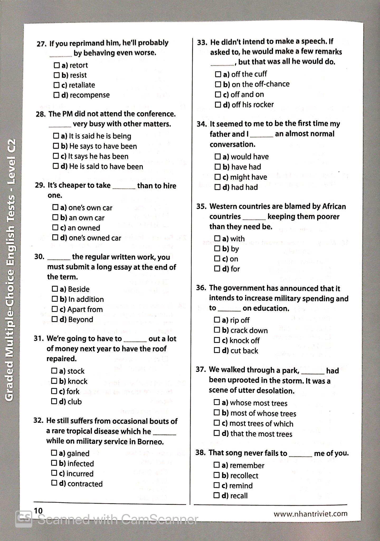 Graded Multiple - Choice English Test Level C2 (Không CD)