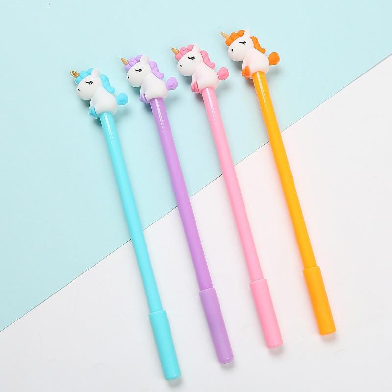 Bút bi nước kiểu dáng hoạt hình Unicorn ngòi 0.5mm mực đen