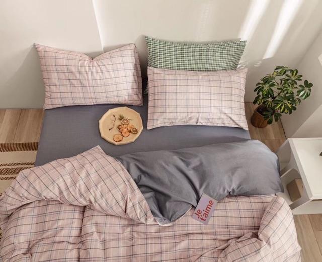 Set Cotton Living Kẻ Hàng Nhập Khẩu Cao Cấp 4 Món