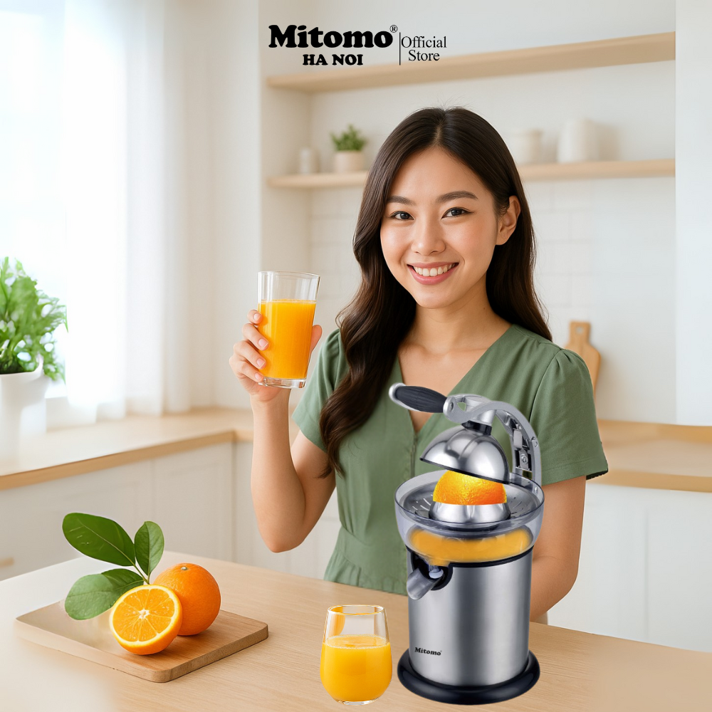 Máy Vắt Cam Tự Động Mitomo KJ1043 Đời Mới – Vận Hành Siêu Êm, An Toàn, Dễ Vệ Sinh Bảo Hành 3 Năm hàng chính hãng