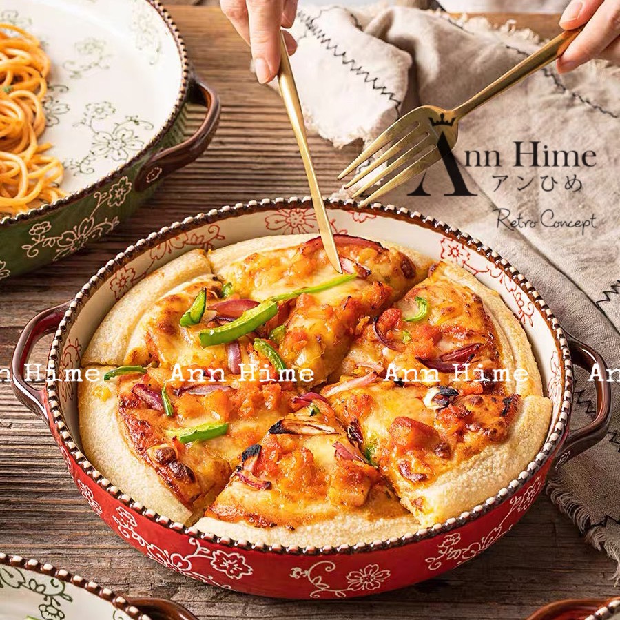 Đĩa Gốm Sâu Lòng Có Quai Họa Tiết Cổ Điển Trung Hoa