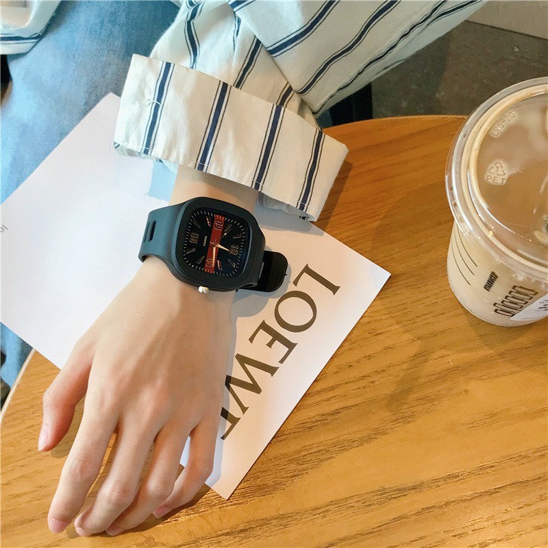Đồng hô thời trang nam nữ mặt vuông Ulzzang DSDH97 chống nước sinh hoạt nhẹ dây nhựa dành cho học sinh cấp 2 sinh viên - Đồng hồ cặp đôi nam nữ chống nước giá rẻ