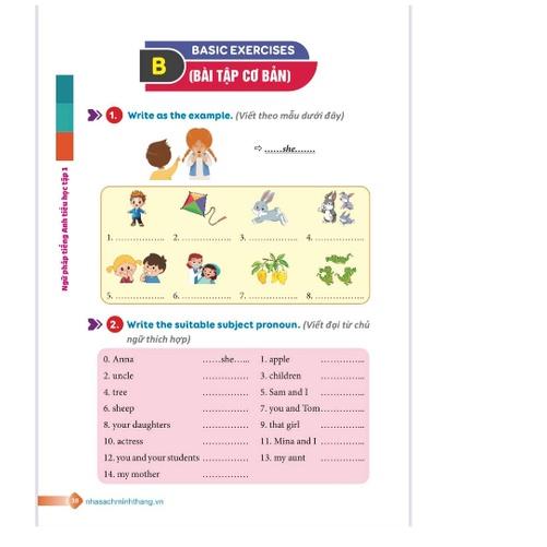 Sách Combo English Grammar For Kids - Ngữ Pháp Tiếng Anh Tiểu Học - Tập 1 +Tập 2 + tập 3 (Có Đáp Án)