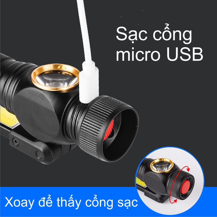 Đèn pin sạc siêu sáng LED - COB đuôi nam châm