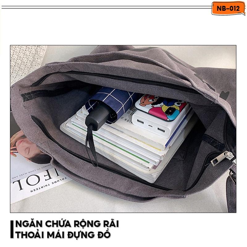 Túi Canvas Size Lớn In Chữ Thời Trang Màu Sắc Hot Hit Năm 2023 Có Quai Đeo Chéo Và Quai Xách Tiện Lợi NB-012