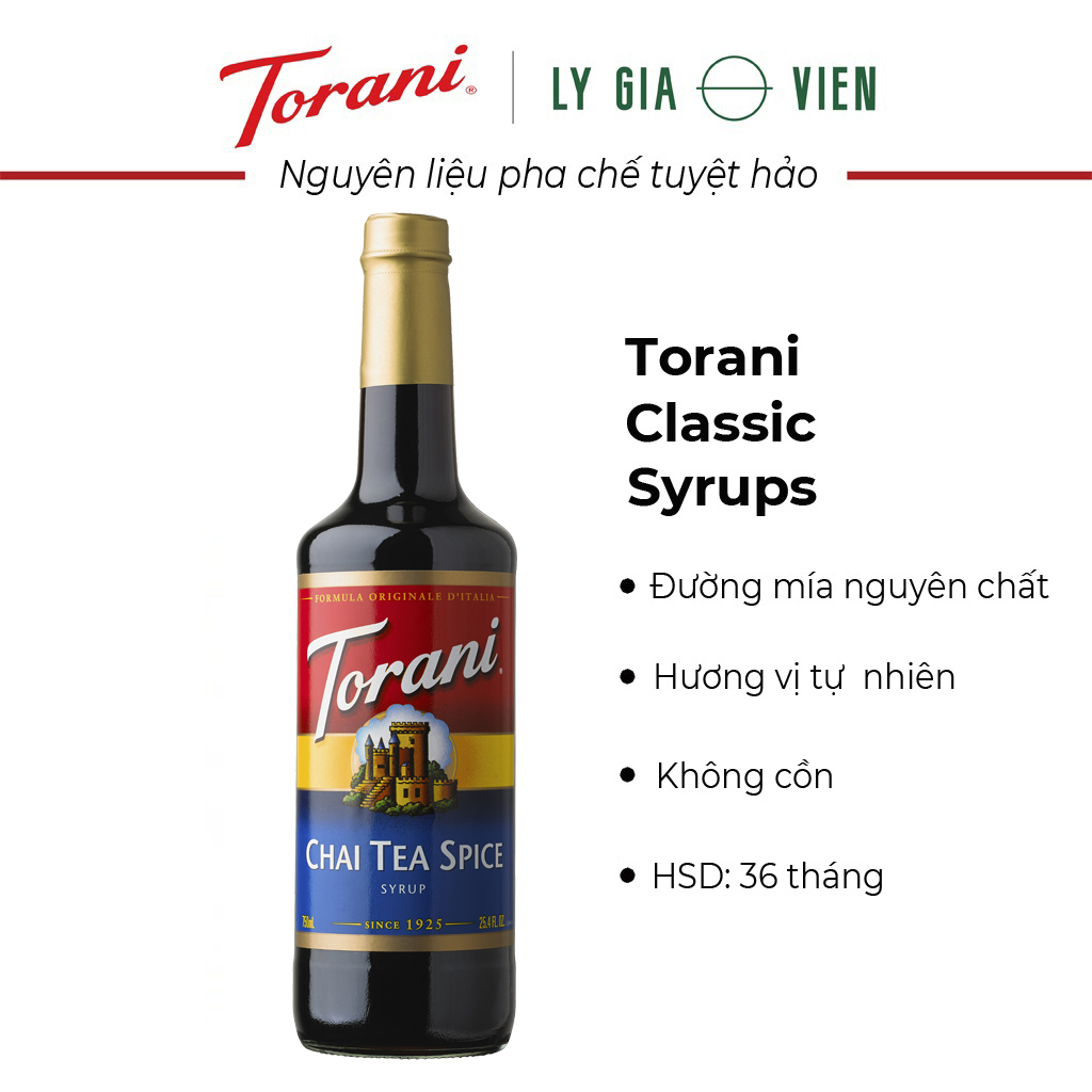 Siro Pha Chế Vị Trà Chai Torani Classic Chai Tea Spice Syrub 750ml Mỹ - Hàng Chính Hãng