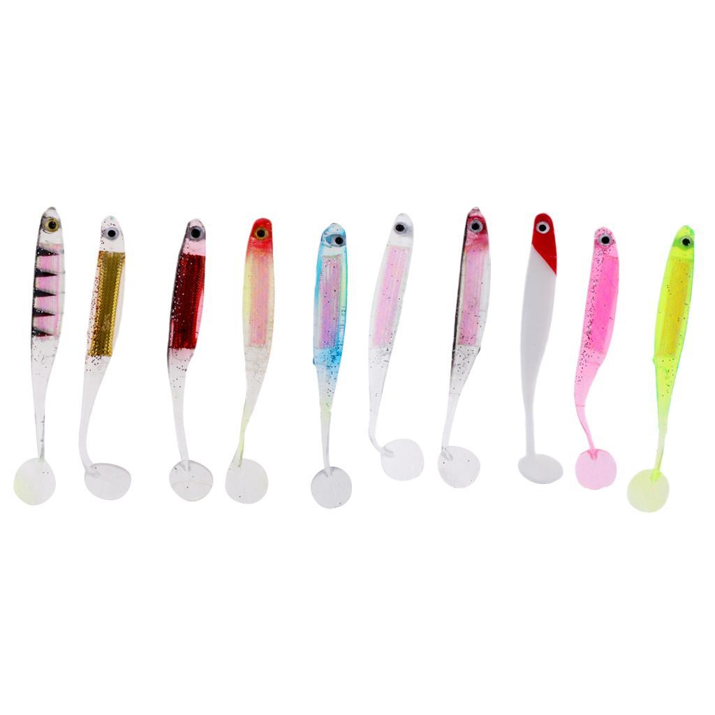 10Pcs/Bag T Tail Soft Baits Fishing Lures Kit Worm Lures Swimbaits 10cm/5g