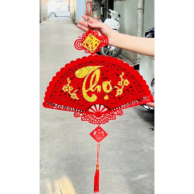 Set 4 Dây Treo Trang Trí Tết Hình Quạt, Liễn Khánh Trang Trí Nhà Cửa, Dây Chữ Phúc - Lộc - Thọ - Tết