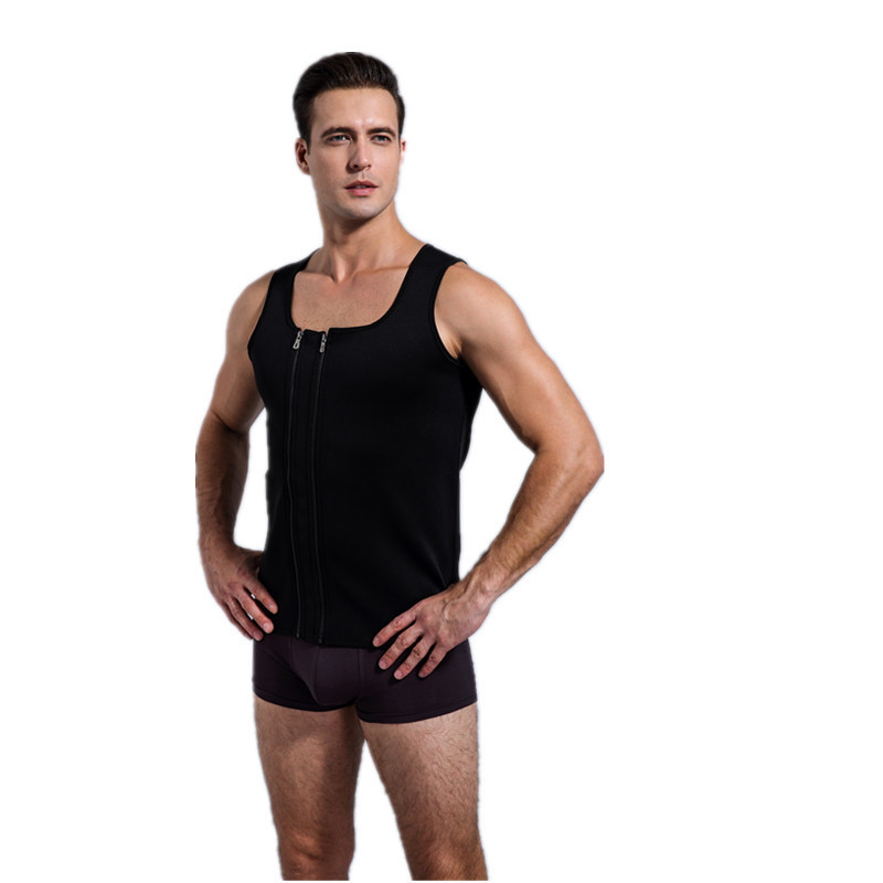 Double zipper men's body sculpting vest, waist tummy tuck, sportswear