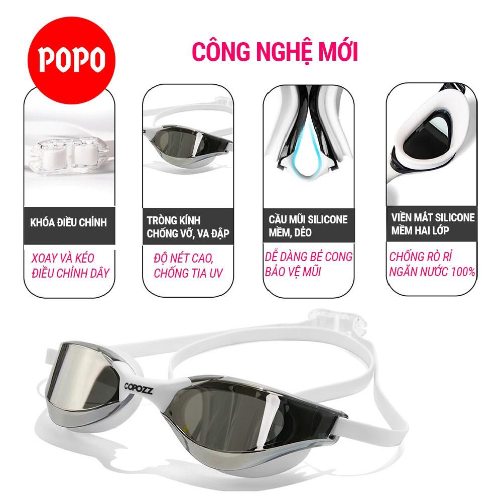 Kính bơi người lớn tráng gương POPO 720 hãng cản tia UV, chống sương mờ kiếng bơi thi đấu cho nam nữ