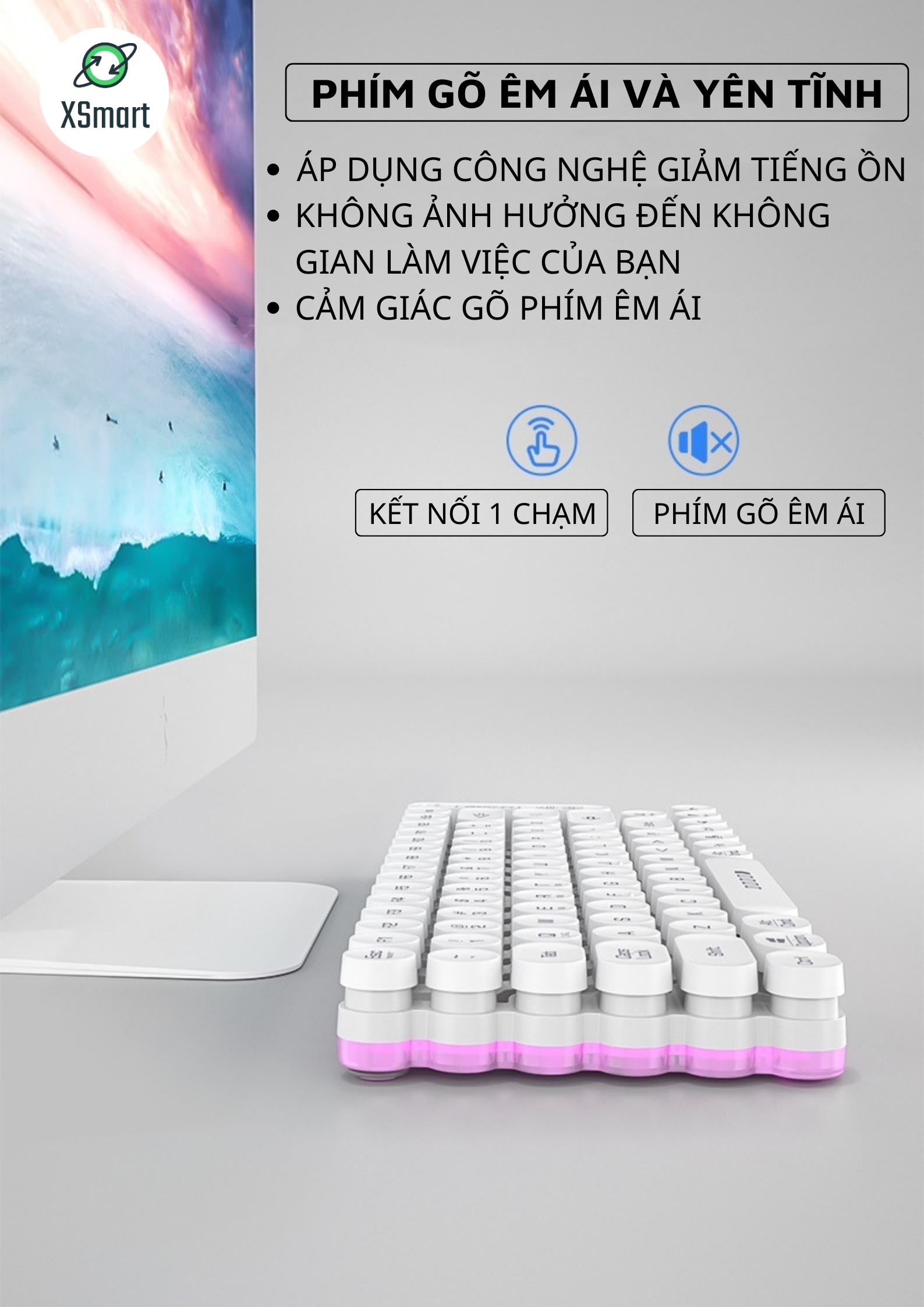 Bàn Phím Không Dây Có Bluetooth OG80 Mini Nút Tròn, Led RGB 10 Chế Độ Cực Đẹp, Chống Nước Cao Cấp, Pin Sạc, Kết Nối Không Dây Với Laptop, PC, Điện Thoại, - Hàng Chính Hãng