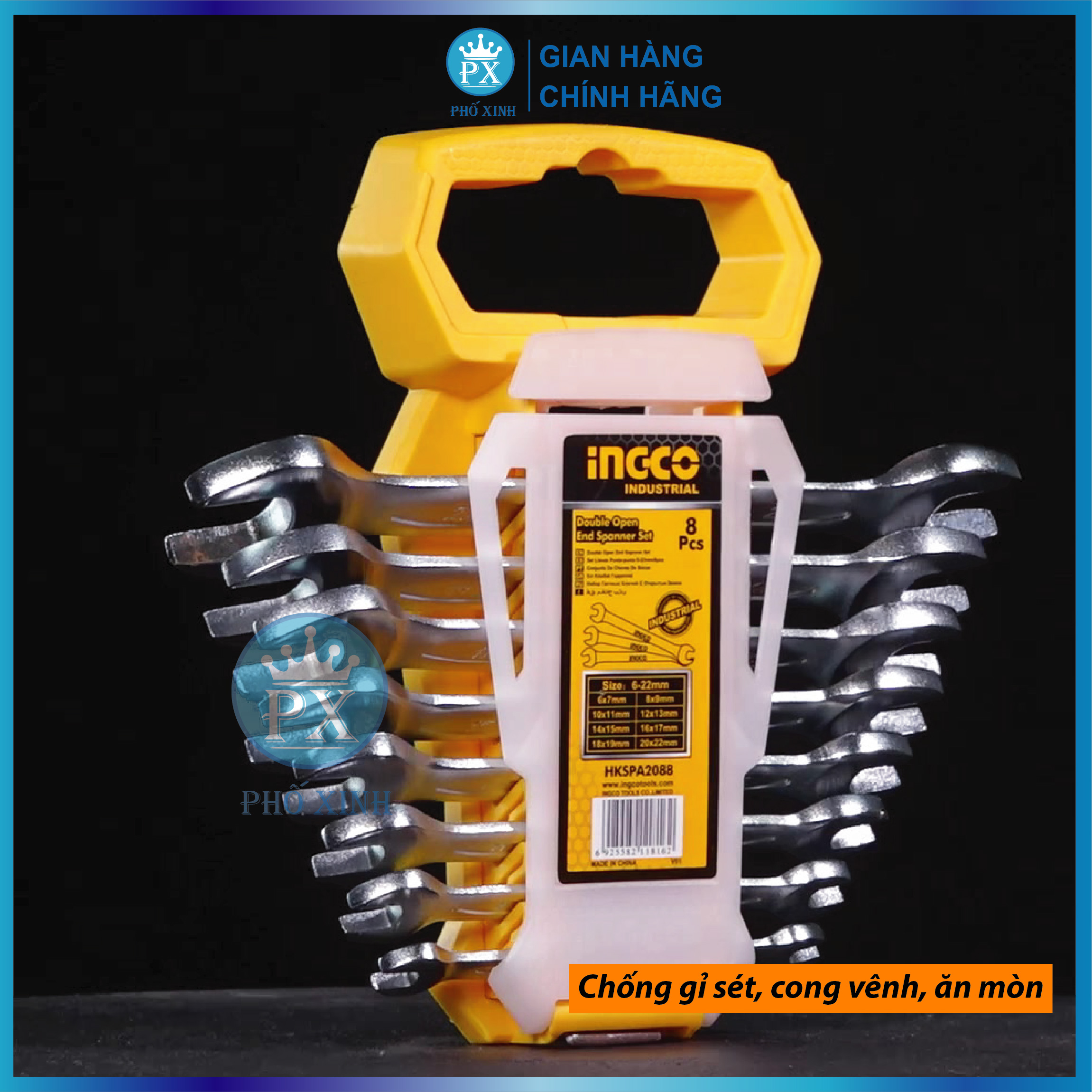 Bộ cờ lê 2 đầu vòng 8 chi tiết INGCO HKSPA3088 6-22mm