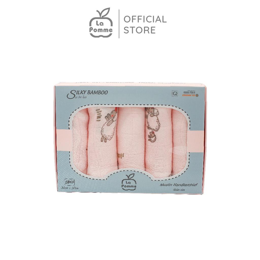 K001 Set 5 Khăn sữa sợi tre lụa La Pomme - 30x30cm Nude Sheep