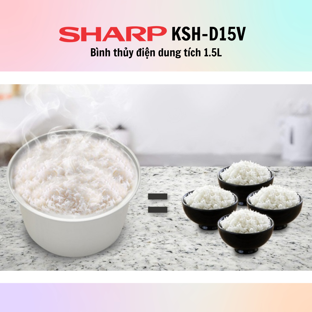 Nồi Cơm Điện Nắp Rời Sharp KSH-D15V (1.5L) - Màu Ngẫu Nhiên -  Hàng Chính Hãng