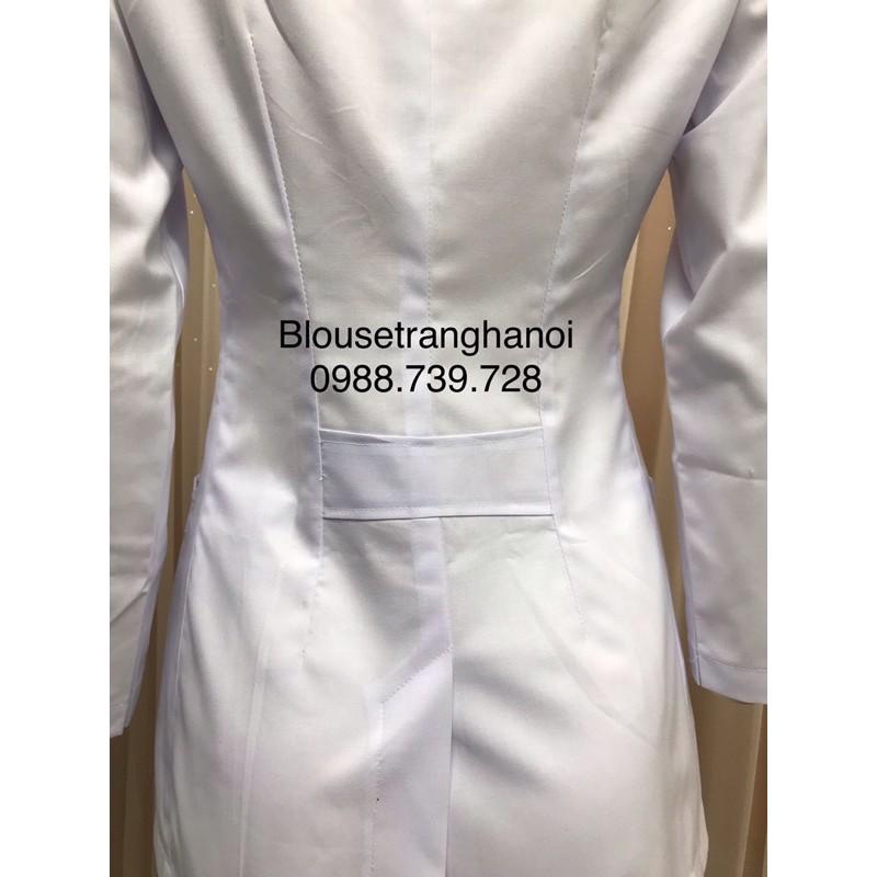 Áo blouse dài tay điều dưỡng, y tá, dược sĩ - Blouse trắng hà nội