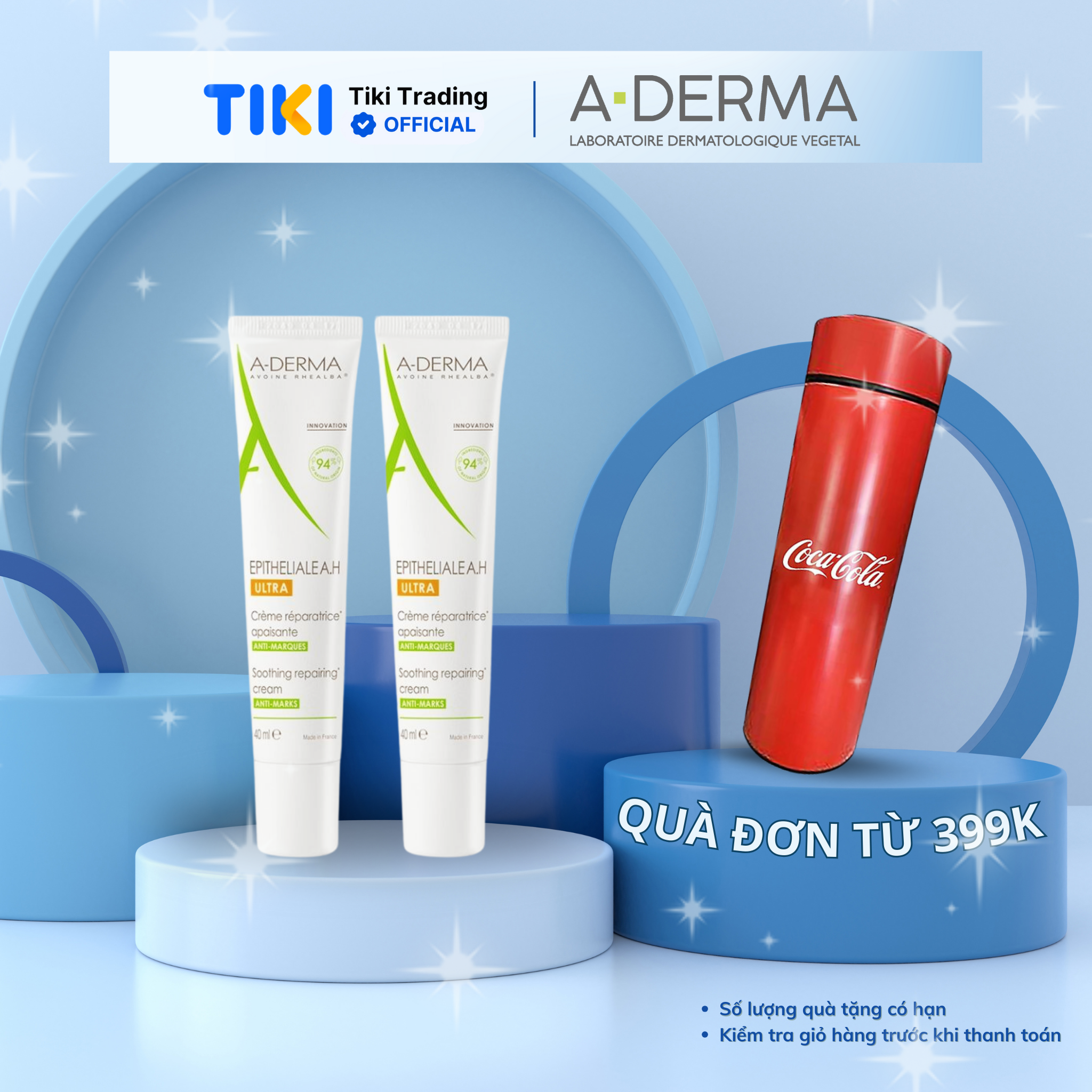Kem giúp làm dịu, dưỡng ẩm da, giảm thâm, sẹo A-DERMA EPITHELIALE AH ULTRA SOOTHING CREAM