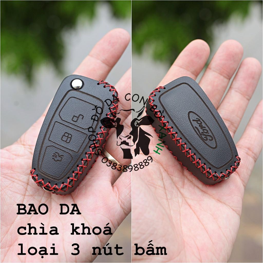 Bao da dành cho chìa khoá Ford Focus, Ecosport, Fiesta, Ranger chìa Gập handmade da thật 002