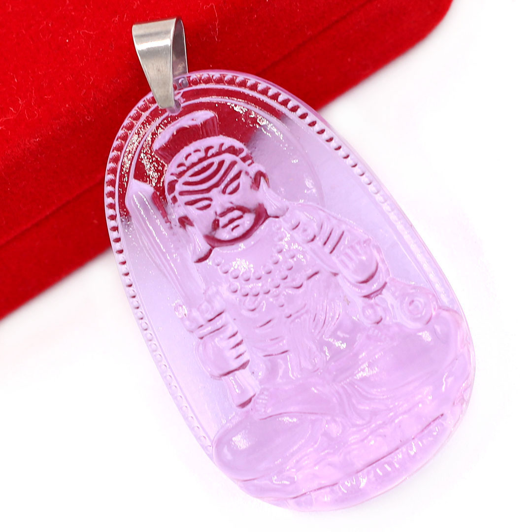 Mặt phật Bất Động Minh Vương thủy tinh tím 3.6cm - phật bản mệnh tuổi Dậu - mặt phật size nhỏ