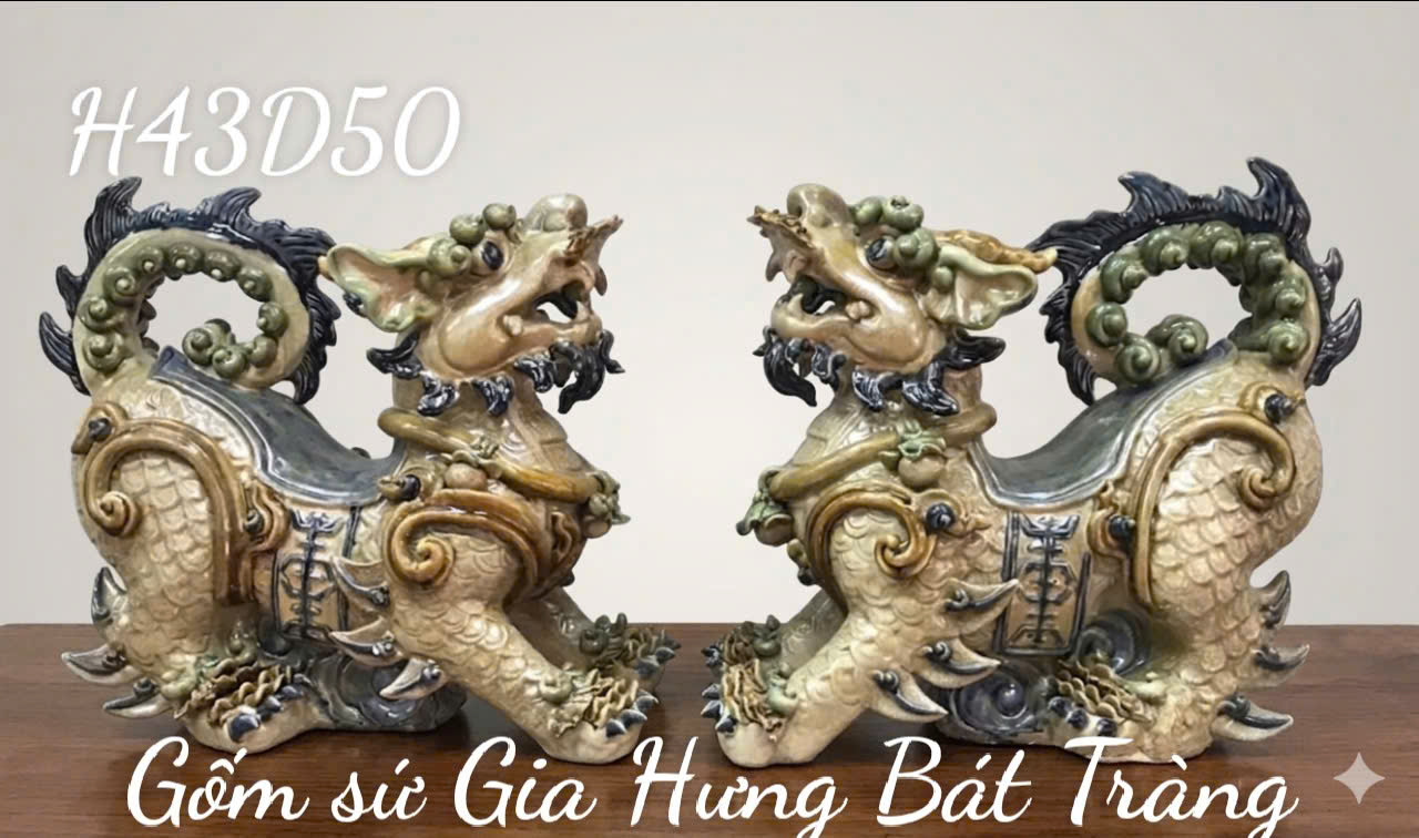 Tượng nghê gốm sứ Bát tràng H43