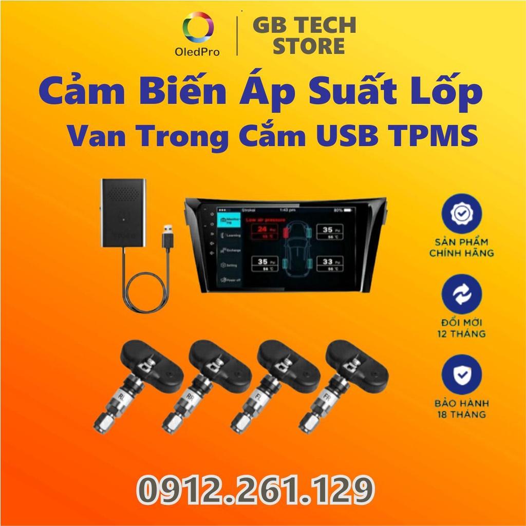 Cảm Biến Áp Suất Lốp Tích Hợp Màn Android Van Trong Cắm USB TPMS 2022 Bảo Hành 12 tháng