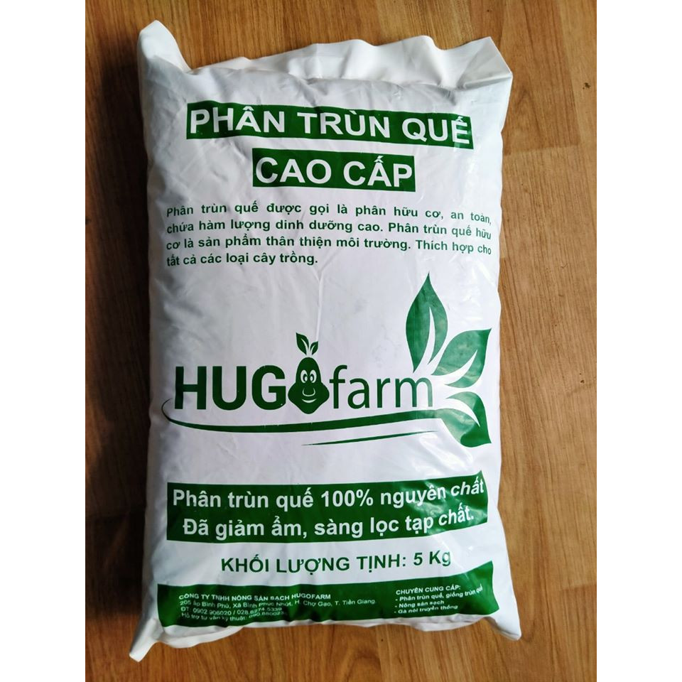 PHÂN TRÙN QUẾ HỮU CƠ NGUYÊN CHẤT- HUGOFARM 5KG