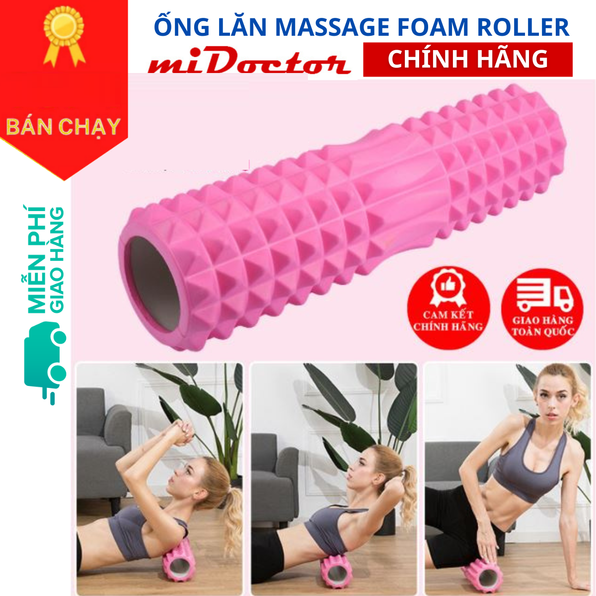 Con Lăn Foam Roller Massage Gai 33cm 45Cm Dãn Cơ Tập Gym, Yoga, Thể Hình miDoctor