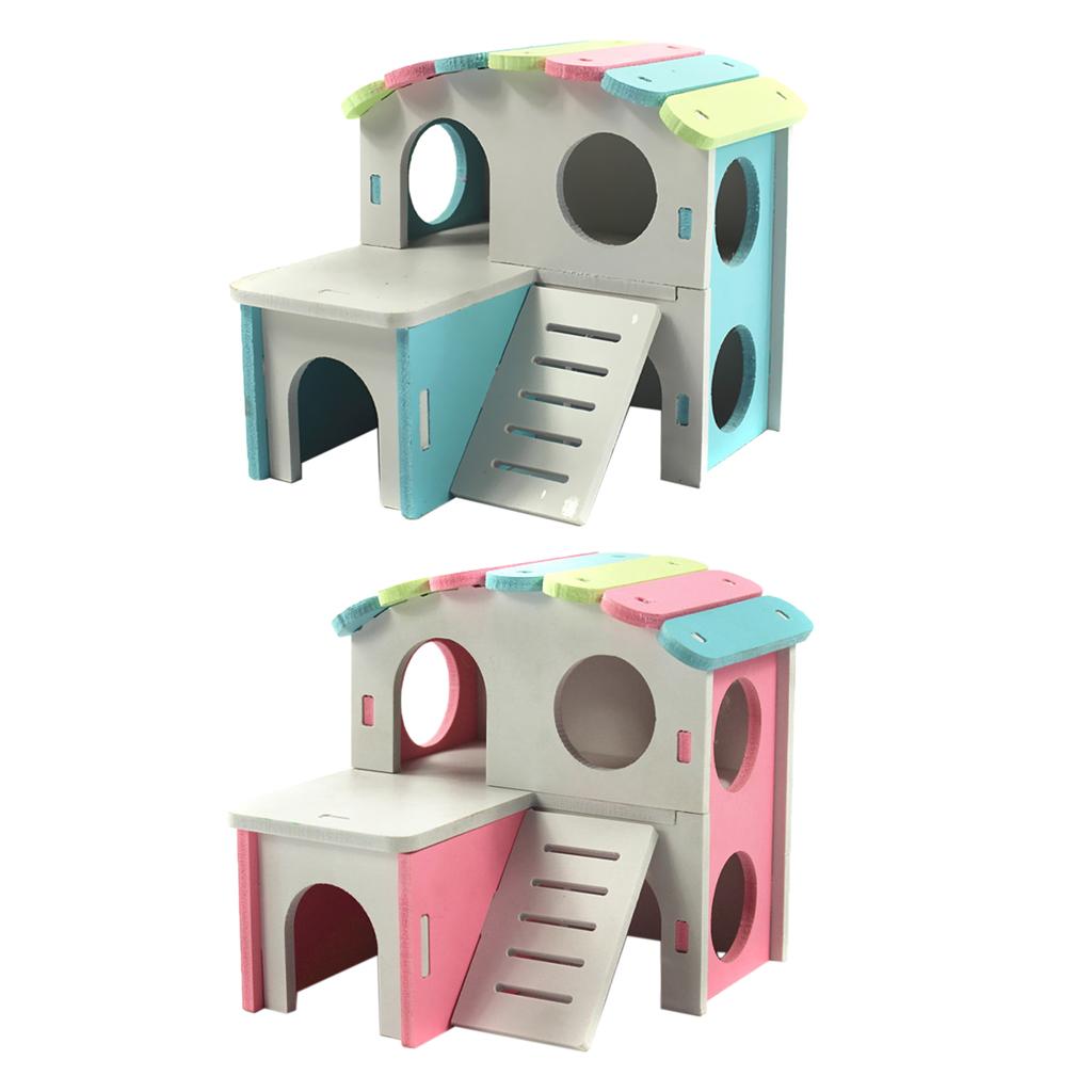 Hamster Hedgehog Mouse Guinea Pig Bed House Cage Ladder Exercise Toy Pink