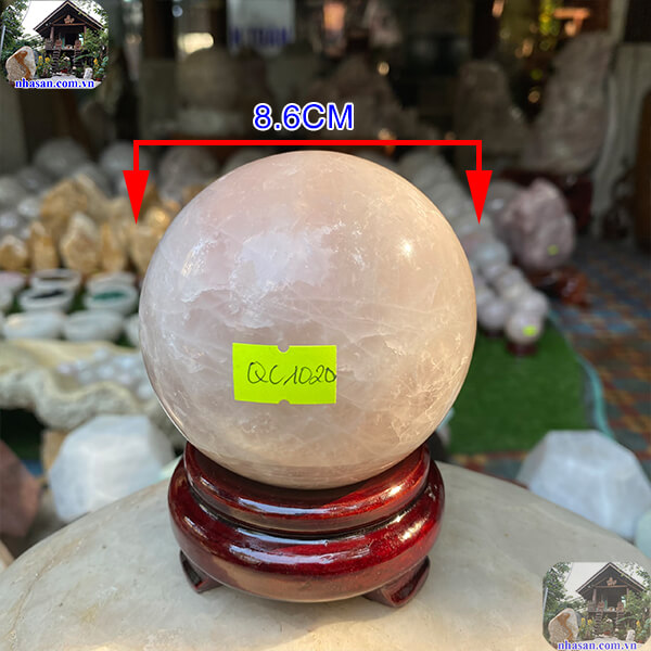 Quả cầu thạch anh hồng tự nhiên 8.6cm-0.84kg-QC1020