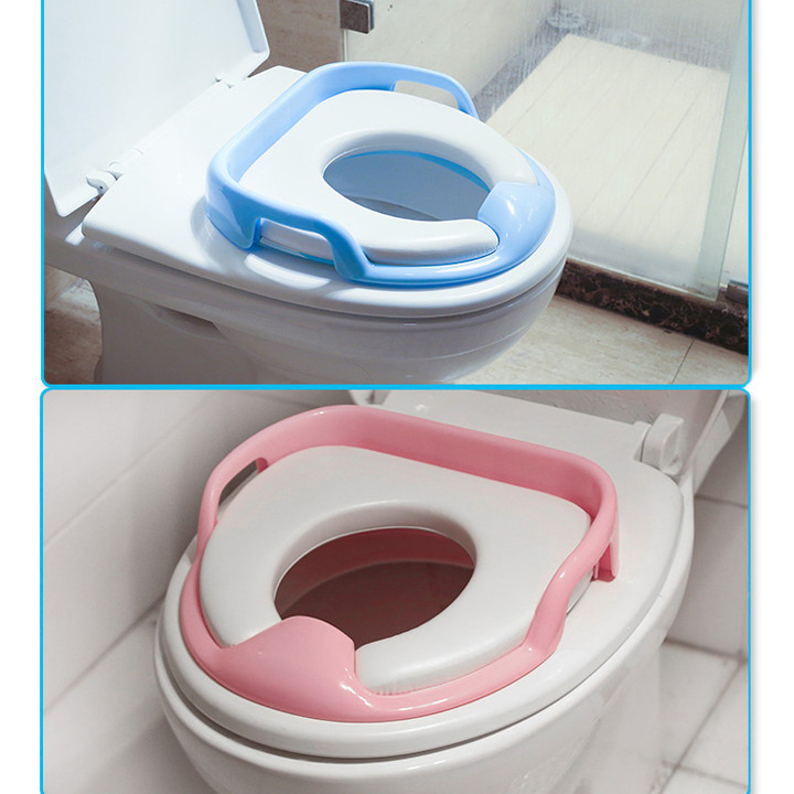 Bệ ngồi toilet cho bé - Bệ đi vệ sinh cho bé - Bệ thu nhỏ bồn cầu cho bé - Bệ lót thủ nhỏ bồn cầu có tay vịn