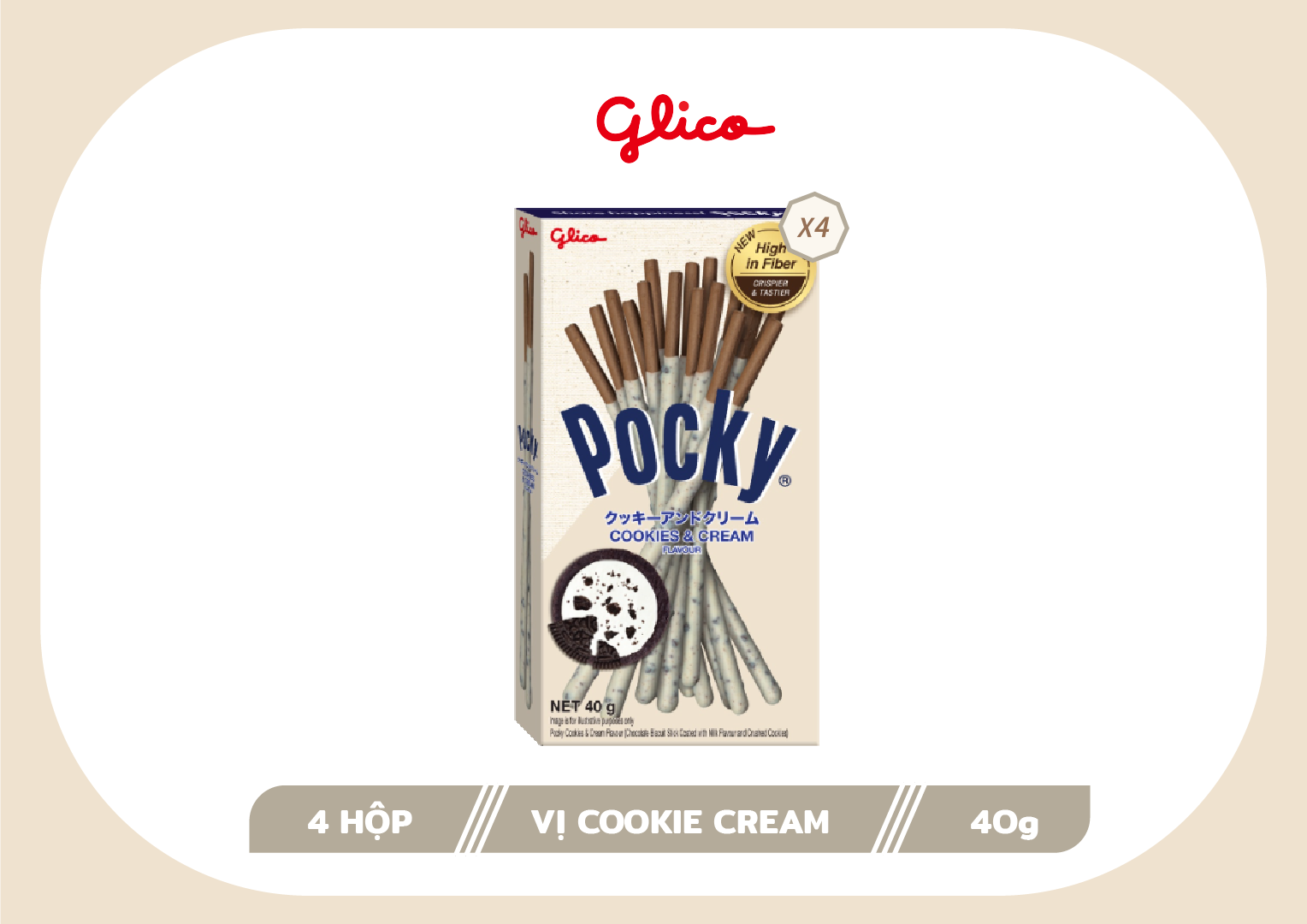 Bánh que GLICO Pocky Cookies & Cream phủ kem cookie