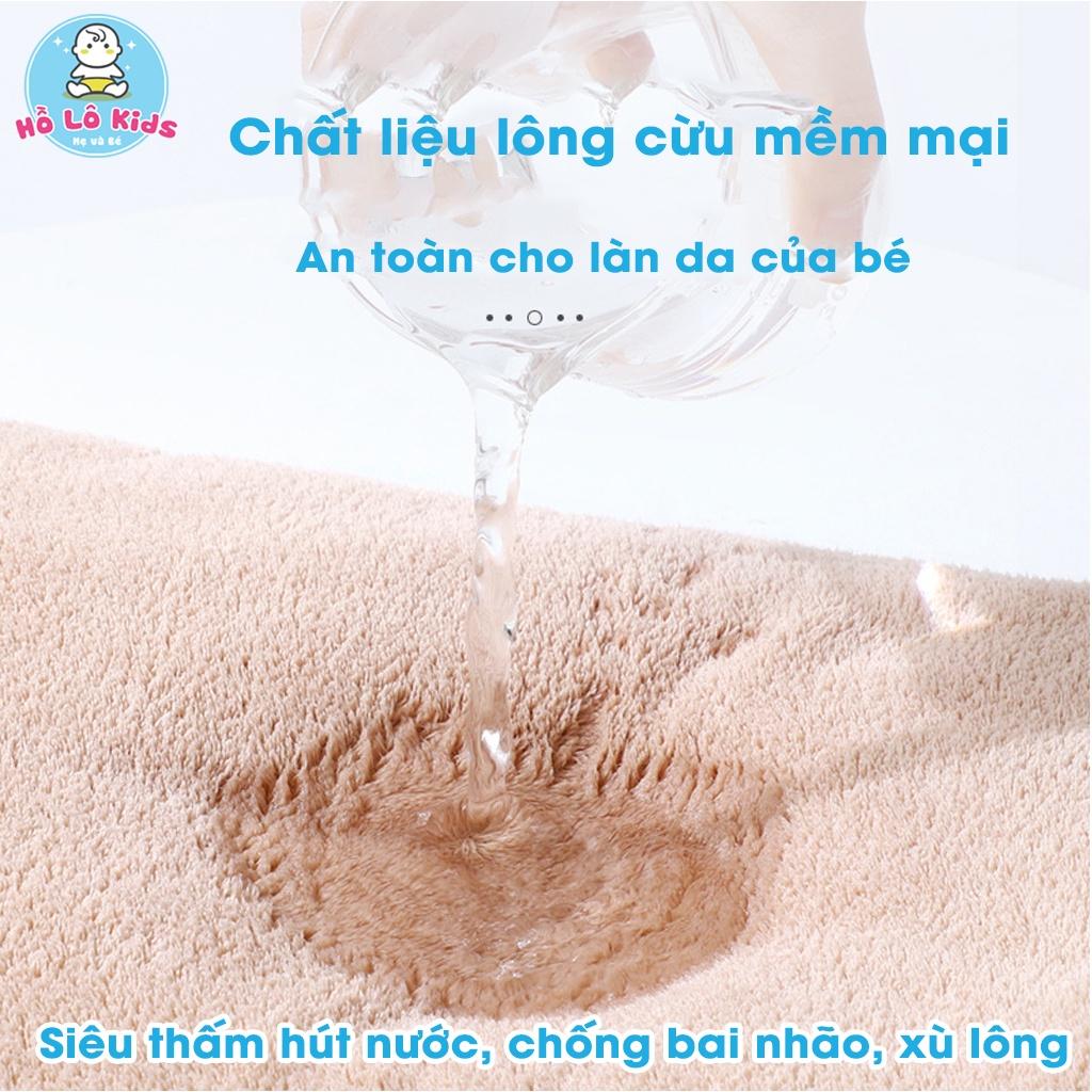 Áo choàng tắm khăn tắm cho bé cotton có mũ lông cừu dày dặn thấm hút tốt Hồ Lô Kids