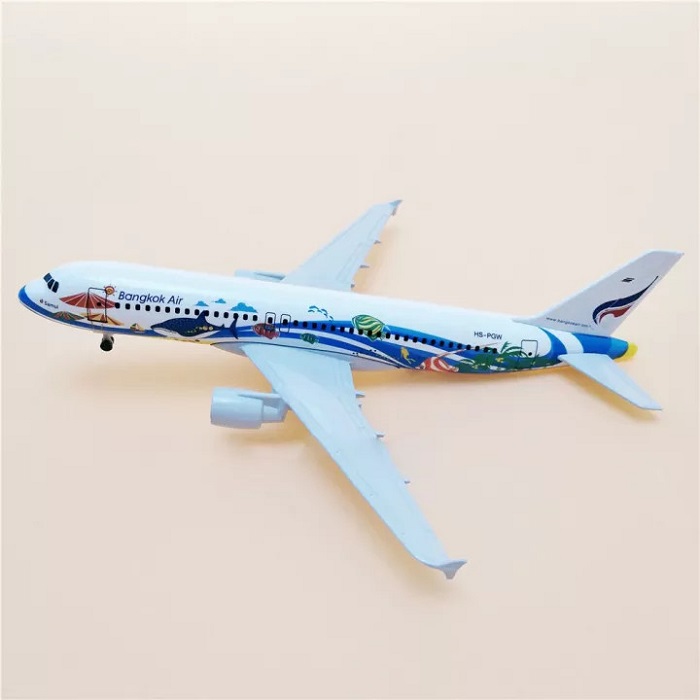 Mô hình máy bay tĩnh Airbus A320 Bangkok Air 20cm có bánh xe