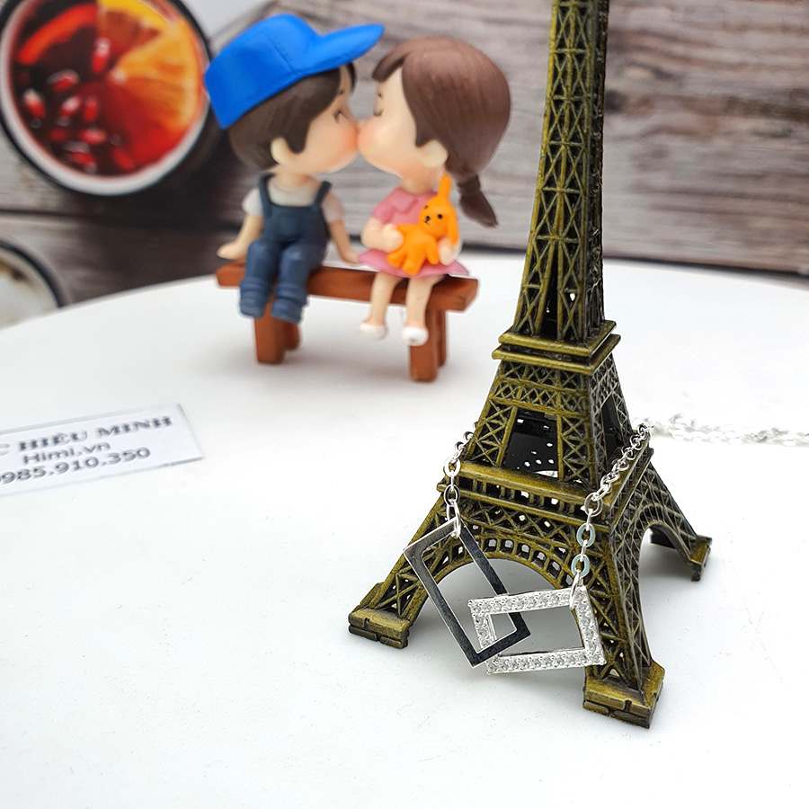 Dây Chuyền Nữ Bạc Hiểu Minh DMD414 Chữ Nhật Lồng Nhau Bạc Ta