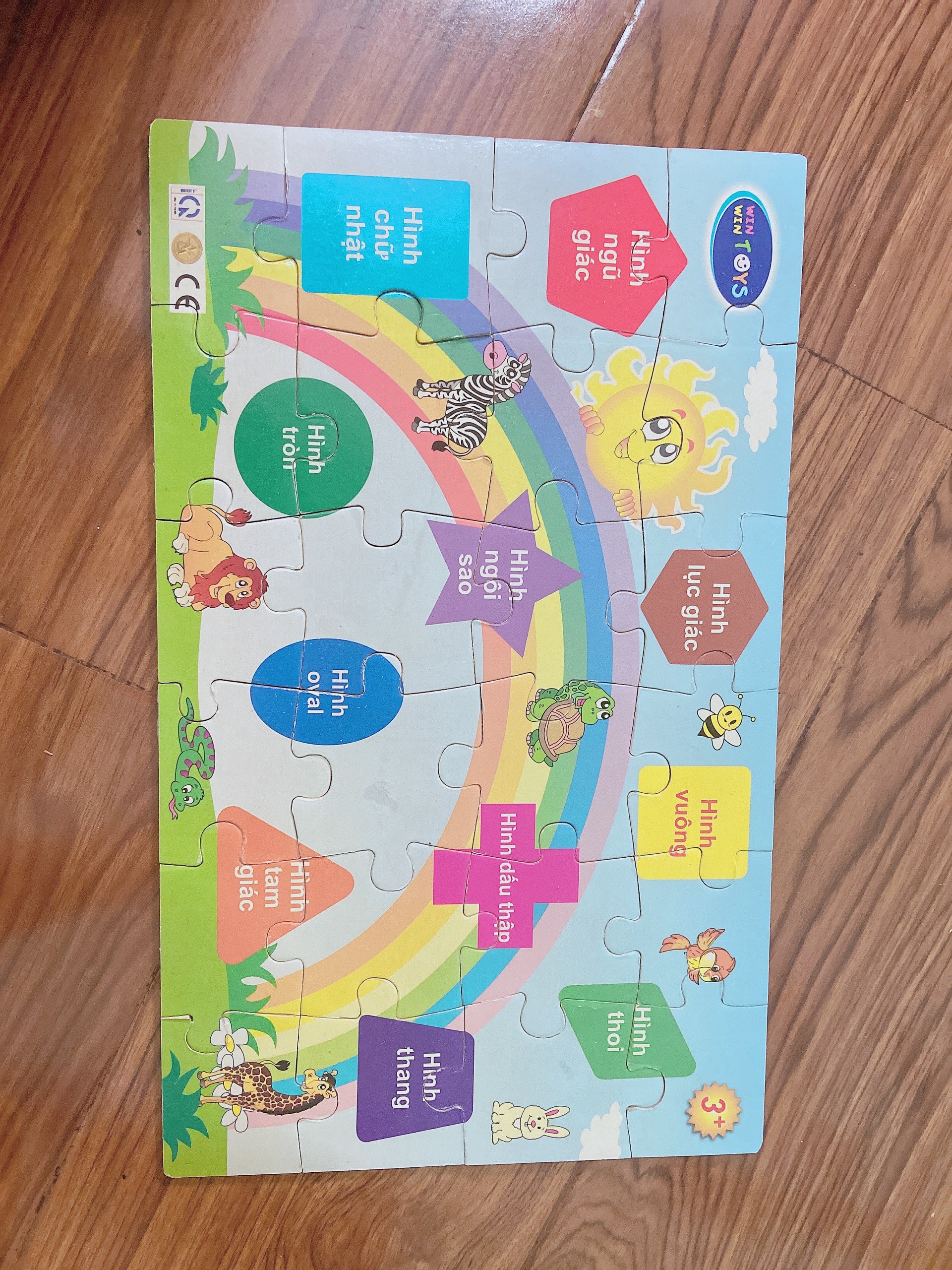 Đồ chơi Bé vui học chữ và hình học Winwintoys bằng gỗ tự nhiên 100% an toàn, rèn luyện trí thông minh